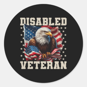 Disabled Veteran American Flag Military Soldier Ve Classic Round Sticker
