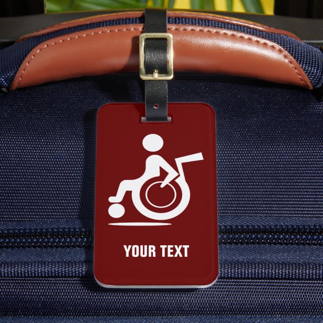 Disabled wheelchair disability icon custom travel  luggage tag (Front Insitu 2)