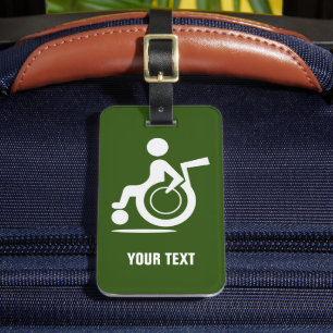 Disabled wheelchair disability icon custom travel  luggage tag
