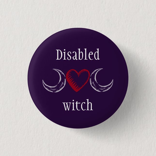 Disabled witch 3 cm round badge (Front)