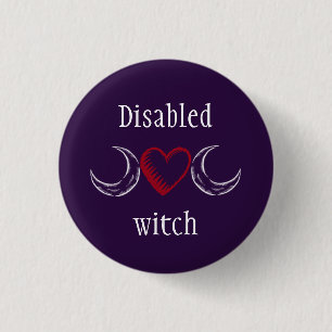 Disabled witch 3 cm round badge