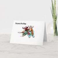 Disabled Xmas Basset Hound Greetings Card