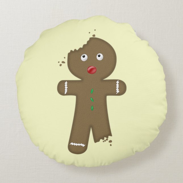Disappearing Gingerbread Man Round Cushion (Back)