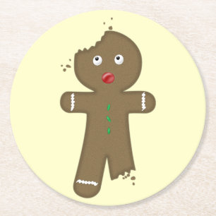 Disappearing Gingerbread Man Round Paper Coaster