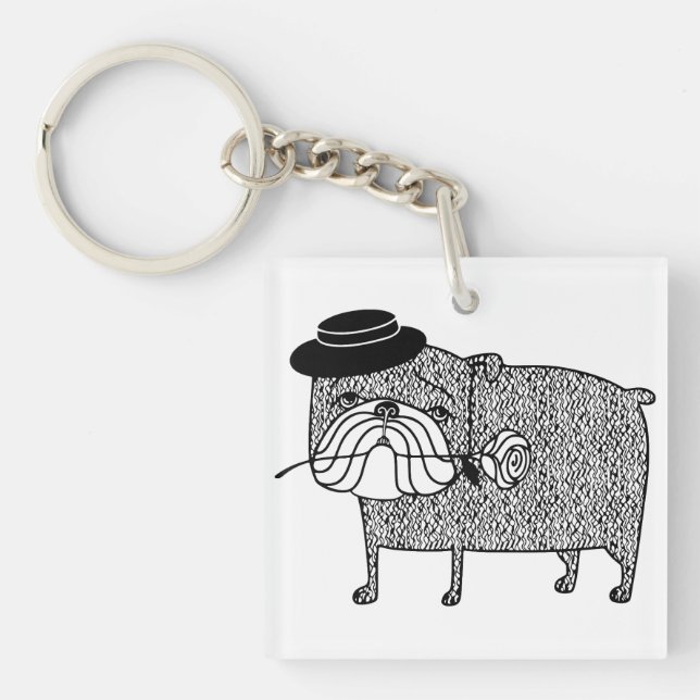 Disappointed Bulldog: Sad Romance Key Ring (Front)