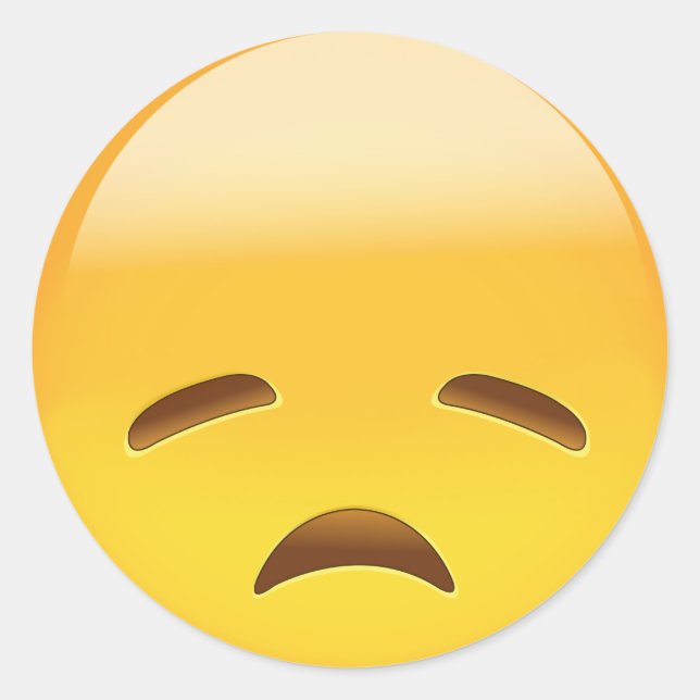 Disappointed Face Emoji Classic Round Sticker (Front)