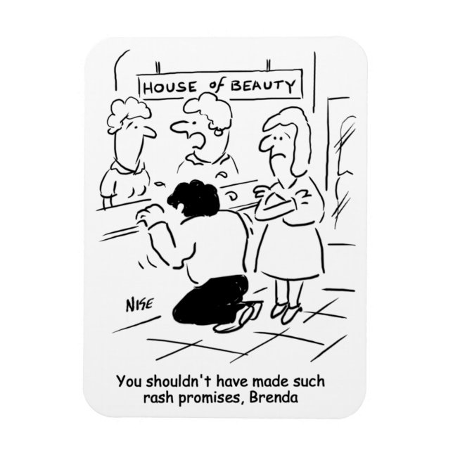 Disappointed husband in Beauty Salon. Funny Magnet (Vertical)