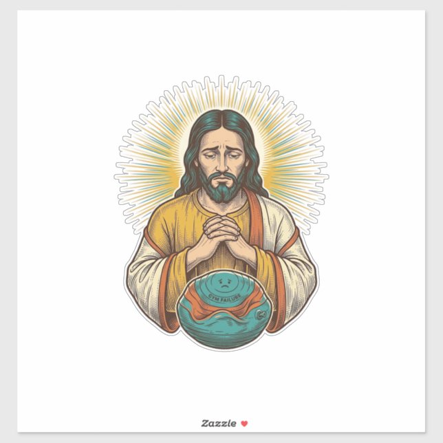 Disappointed Jesus Deflated Exercise Ball Gym Fail (Sheet)