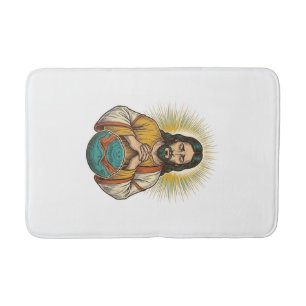 Disappointed Jesus Deflated Exercise Ball Gym Fail Bath Mat
