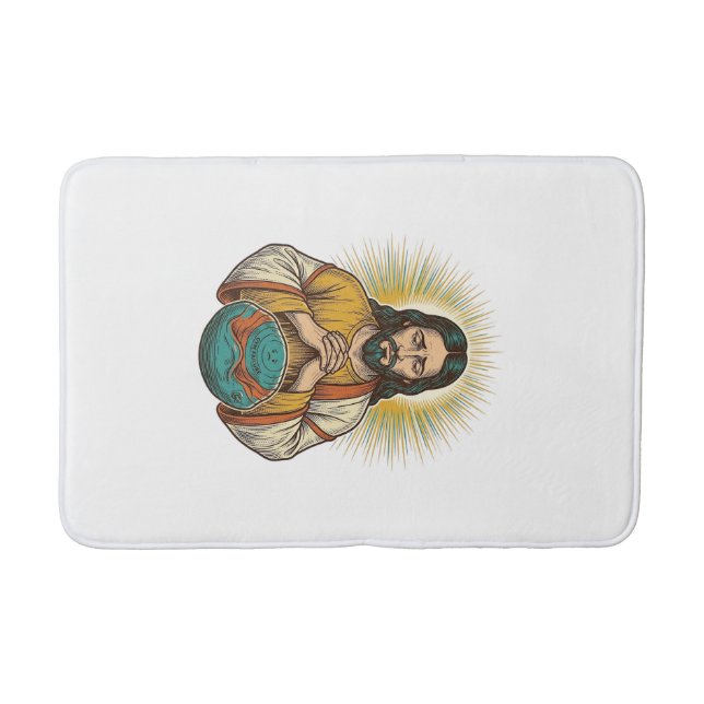 Disappointed Jesus Deflated Exercise Ball Gym Fail Bath Mat (Front)