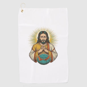 Disappointed Jesus Deflated Exercise Ball Gym Fail Golf Towel