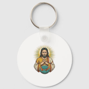 Disappointed Jesus Deflated Exercise Ball Gym Fail Key Ring