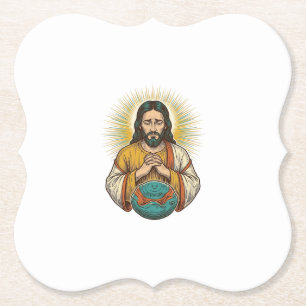 Disappointed Jesus Deflated Exercise Ball Gym Fail Paper Coaster