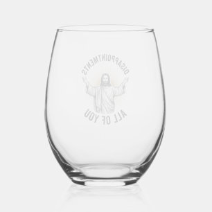 Disappointments All Of You Vintage Religious Shirt Stemless Wine Glass