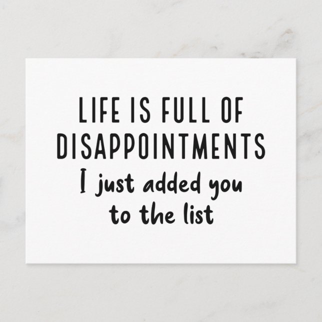 Disappointments Postcard (Front)