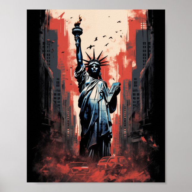 Disaster Around Statue of Liberty Poster (Front)