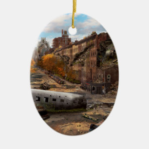 Disaster - New York, NY - No left turn on red Ceramic Tree Decoration