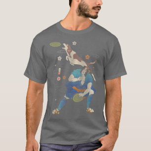 Disc Dog Samurai Ukiyoe Japanese Warrior T-Shirt