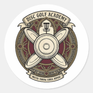 Disc Golf Academy Crest Classic Round Sticker