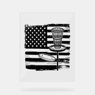 Disc Golf American Flag Acrylic Sign