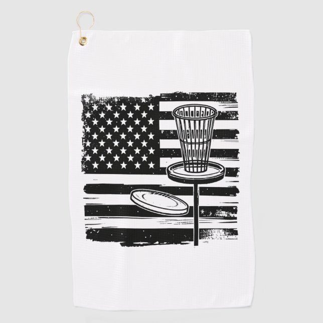 Disc Golf American Flag Golf Towel (Front)