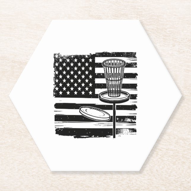 Disc Golf American Flag Paper Coaster (Front)