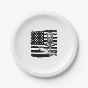 Disc Golf American Flag Paper Plate