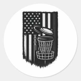 Disc Golf American Flag Patriotic Sket Graphic  Classic Round Sticker