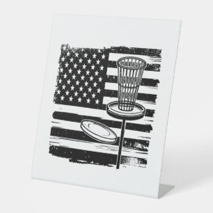 Disc Golf American Flag Pedestal Sign