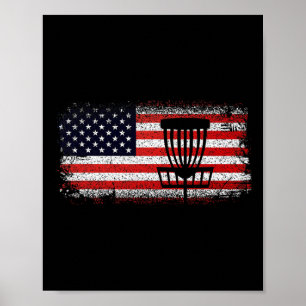 Disc Golf American Flag - Red White And Blue Poster