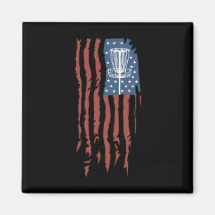 Disc Golf American Flag Retro Frisbee Sports Gift Magnet