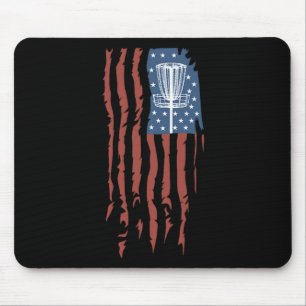 Disc Golf American Flag Retro Frisbee Sports Gift  Mouse Pad