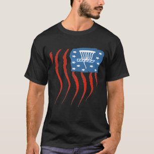 Disc Golf American Flag Retro Vintage Frisbee Spor T-Shirt