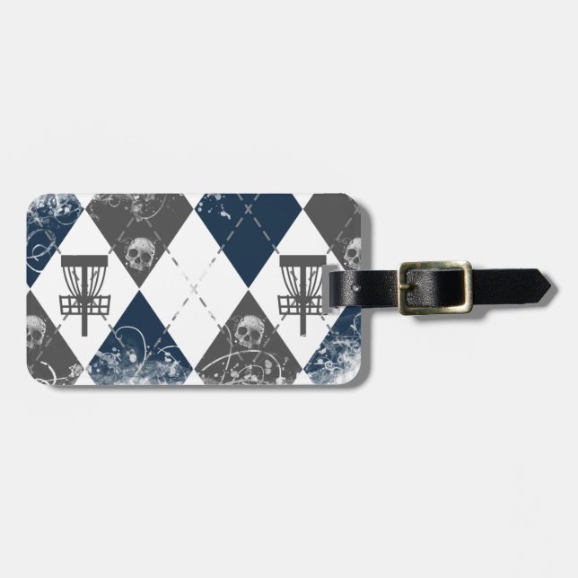 Disc Golf Argyle Design Luggage Tag (Front Horizontal)
