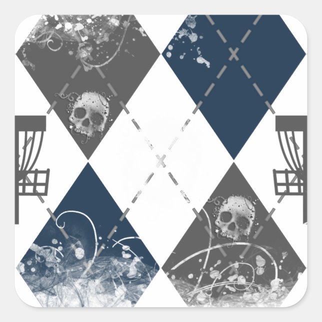 Disc Golf Argyle Design Square Sticker (Front)