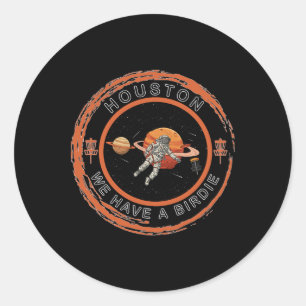 Disc Golf Astronaut We Have A Birdie Classic Round Sticker