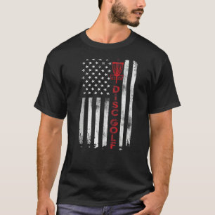 Disc Golf Basket American Usa Flag For Disc Golfe T-Shirt