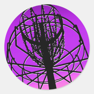 disc golf basket classic round sticker