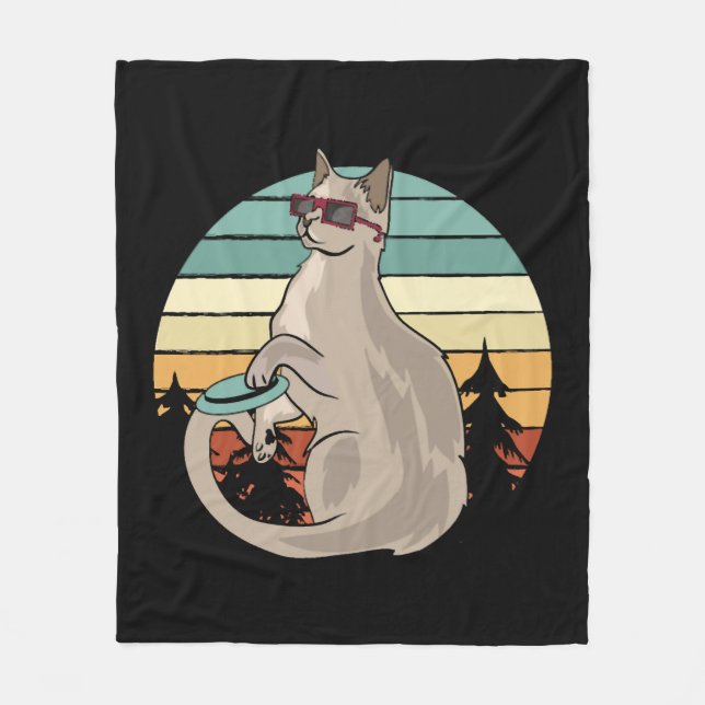 Disc Golf Basket Funny Cat Gift Player Fleece Blanket (Front)