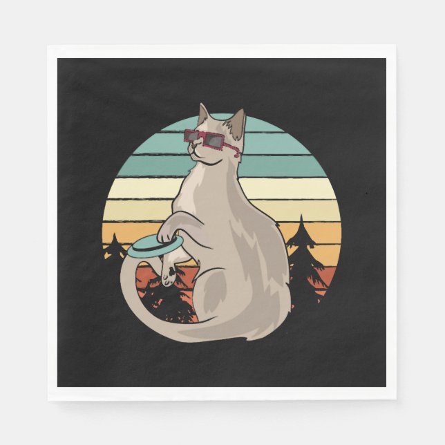 Disc Golf Basket Funny Cat Gift Player Napkin (Front)
