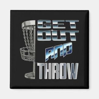 Disc Golf Basket Graphic Get Out And Throw Chrome  Magnet