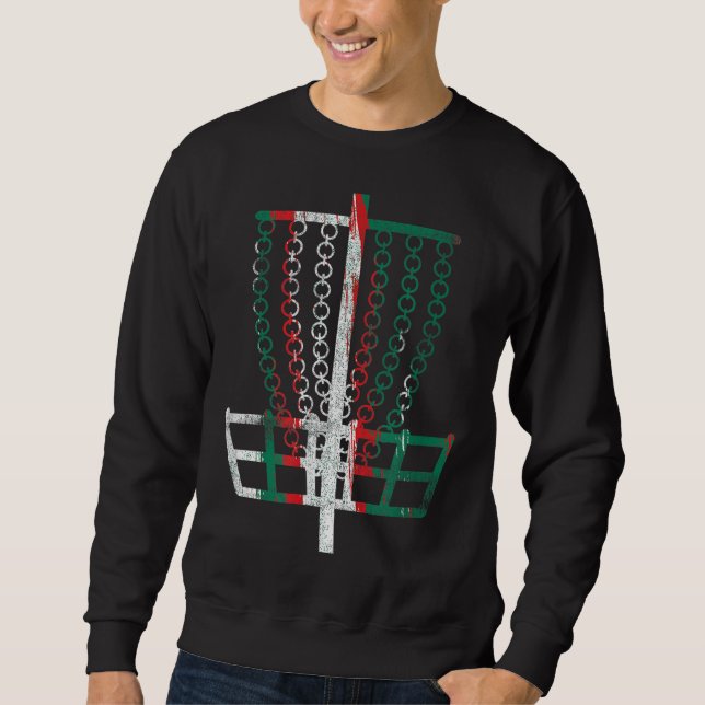 Disc Golf Basket Mexico Flag Colours Frisbee Golfe Sweatshirt (Front)