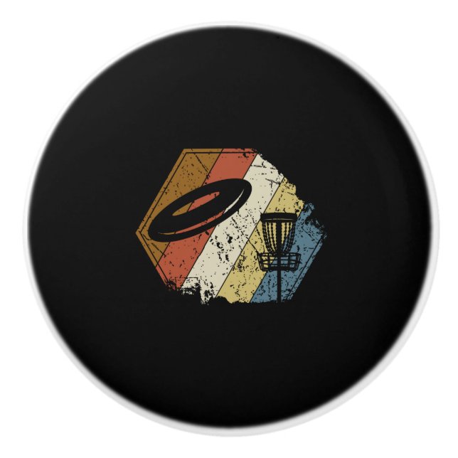 Disc Golf Basket Retro Ceramic Knob (Front)