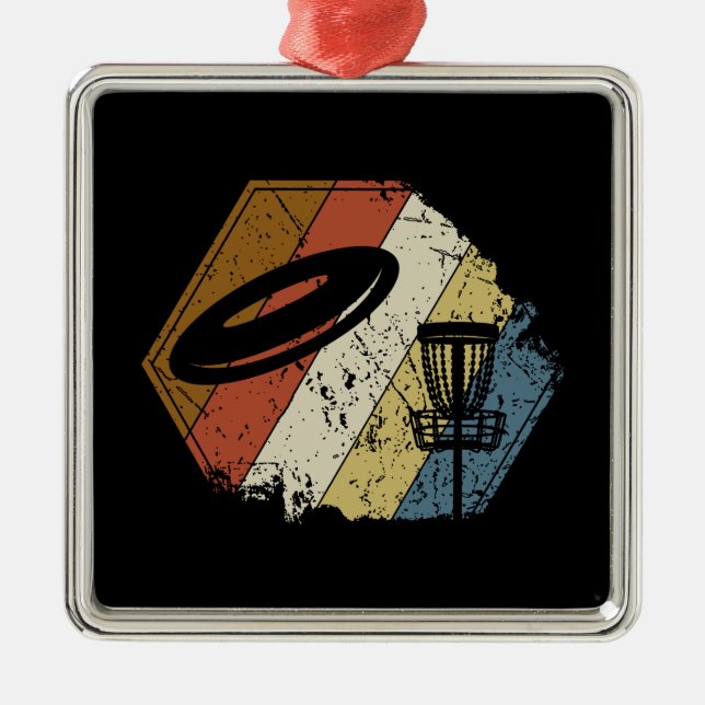 Disc Golf Basket Retro Metal Tree Decoration (Front)