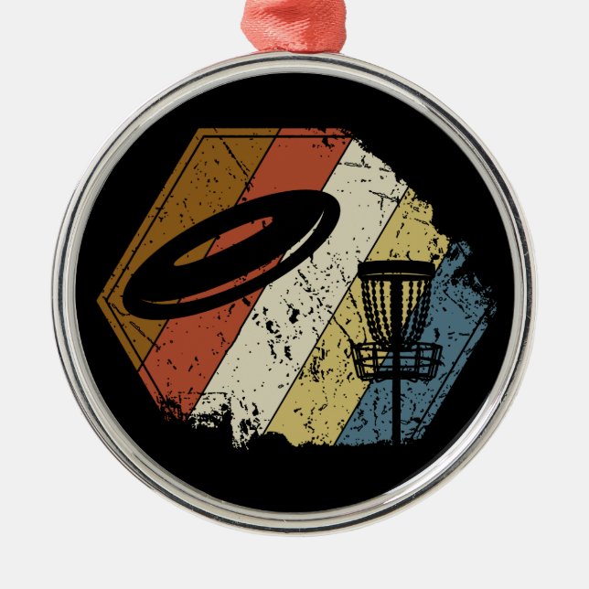 Disc Golf Basket Retro Metal Tree Decoration (Front)