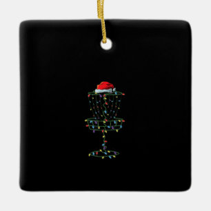 Disc Golf Basket Santa Disc Golf Frisbee Golfer Ceramic Ornament