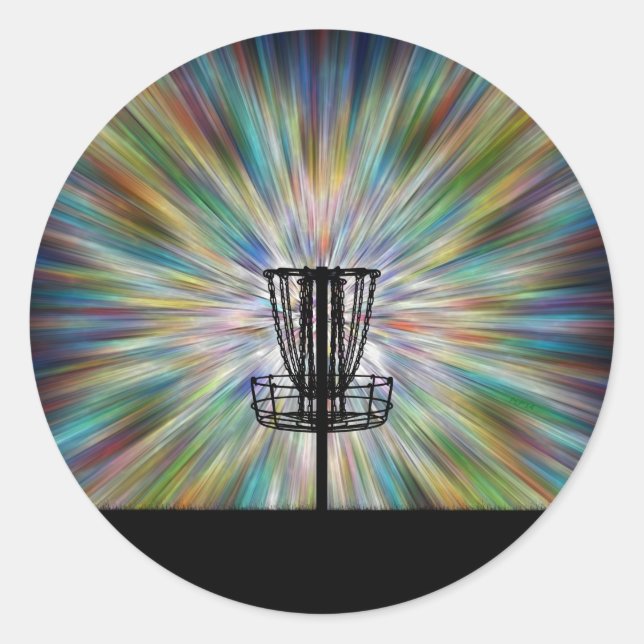 Disc Golf Basket Silhouette Classic Round Sticker (Front)