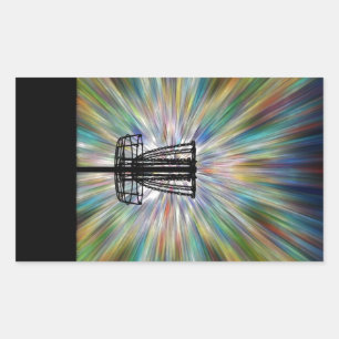Disc Golf Basket Silhouette Rectangular Sticker