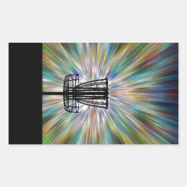 Disc Golf Basket Silhouette Rectangular Sticker (Front)