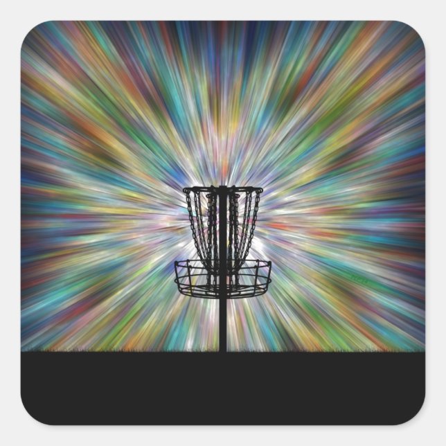 Disc Golf Basket Silhouette Square Sticker (Front)